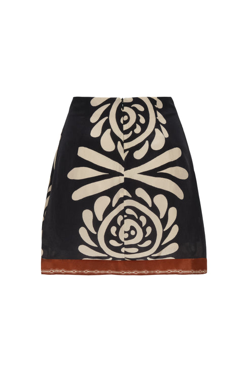 Carmelita Crepe Chine Mini Skirt / Black Arabesque